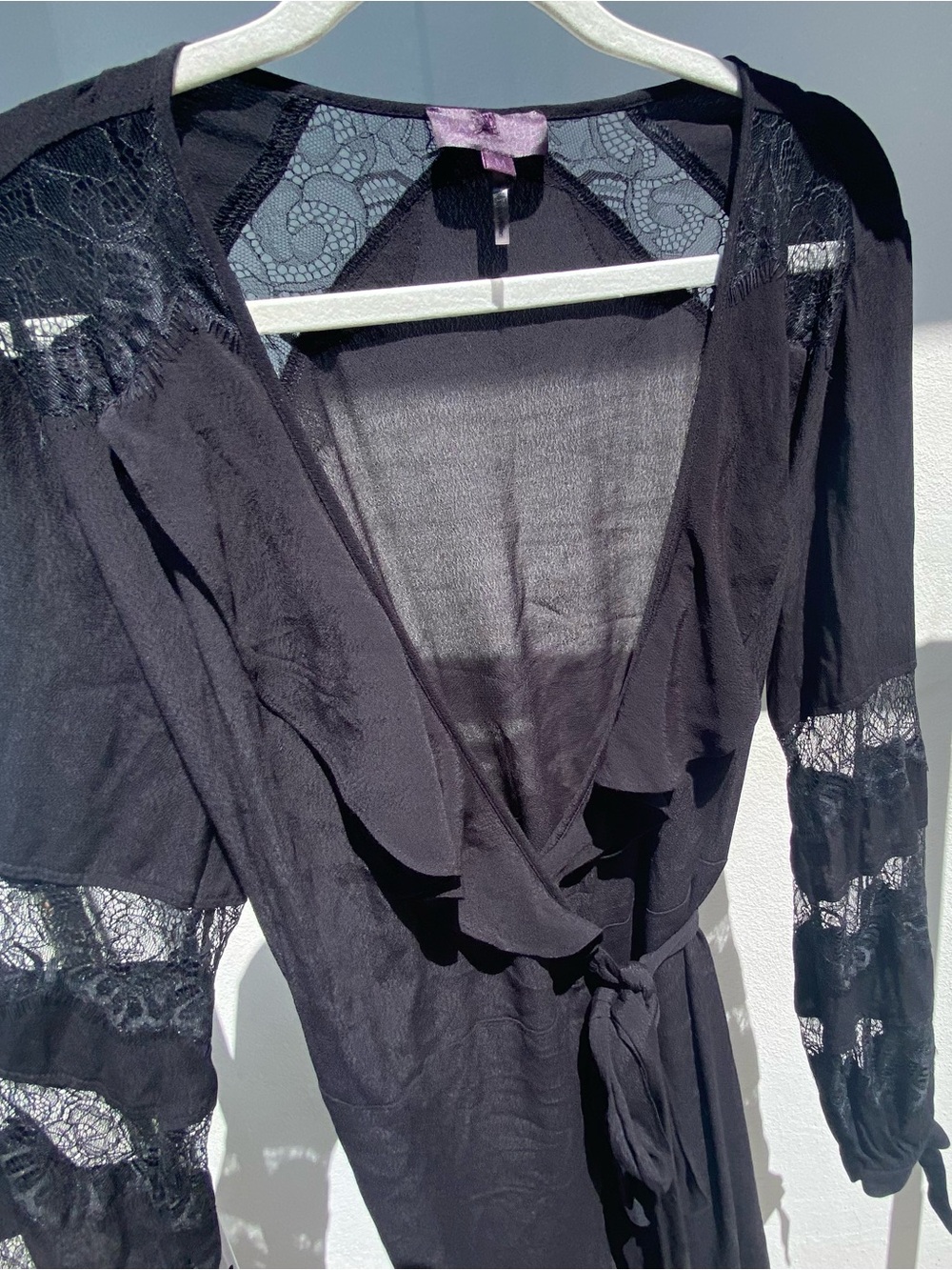 Hale Bob Whimsygoth Black LaceWrap Midi Dress Size Medium - Picture 5 of 13